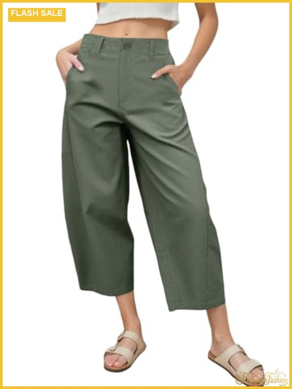 Women's Barrel Leg Baggy Harem Pants with Pockets High Waisted Casual